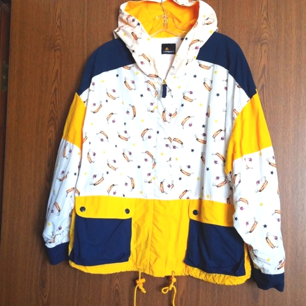 Nautical Print Hood Windbreaker XL